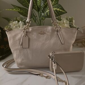 Coach Cream Leather Tote and Wristlet Set